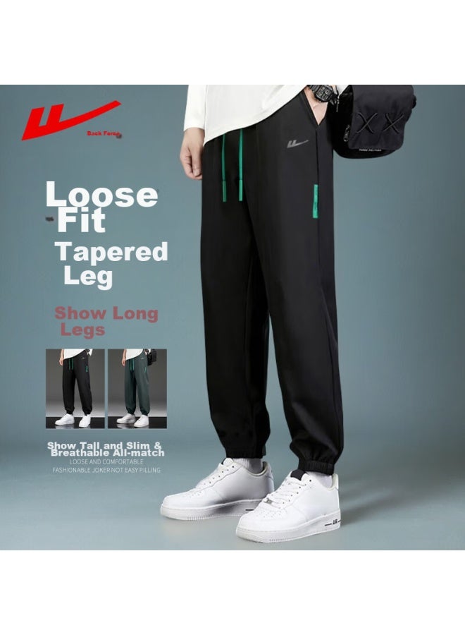 Pull Back Warrior Casual Pants For Men, Loose-fitting Trousers, Spring And Summer Trendy Sports Joggers, Versatile Loose-fitting Men's Pants, Black, XL - Image 1