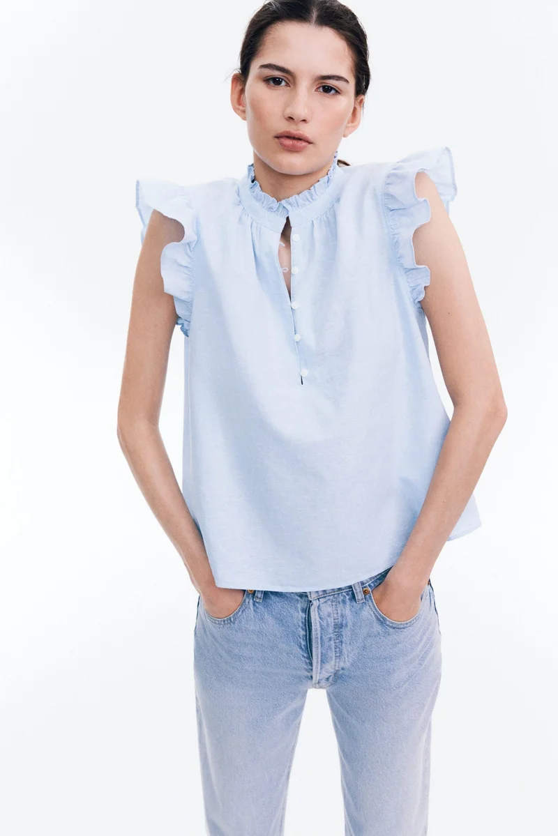 اتش اند ام Linen-blend blouse