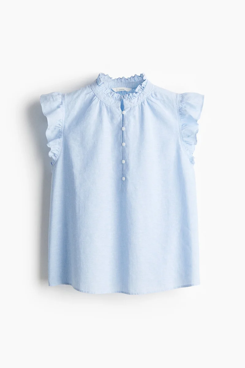 اتش اند ام بلوزة من مزيج الكتان