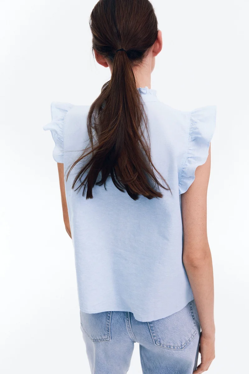 اتش اند ام بلوزة من مزيج الكتان