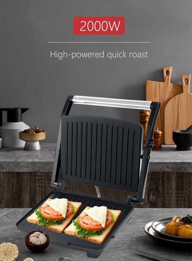 sokany Electric Grill & Panini Press,Grill Maker,Non-Stick Plates, Indicator Light, Cool Touch Handle, for Toasted Sandwiches, Kebabs, Steak, Meat, 2000W,KJ-202 - Image 4