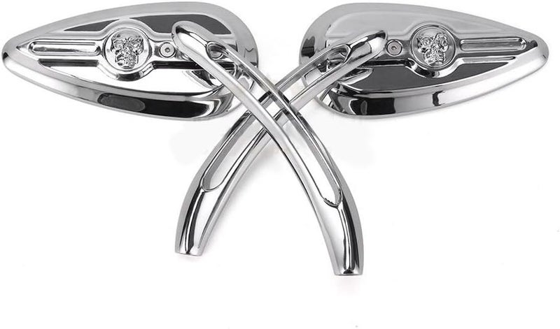 VOBRAMY Chrome Skull Teardrop Aluminum Rearview Side Mirrors for Harley Dyna Electra Glide Motorcycle - Image 3
