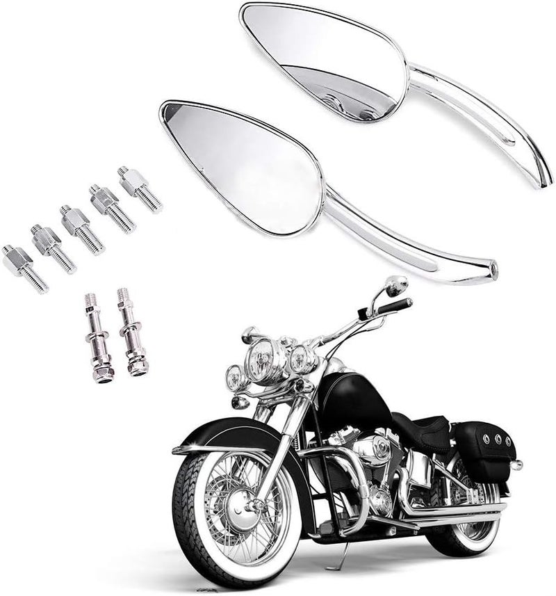 VOBRAMY Chrome Skull Teardrop Aluminum Rearview Side Mirrors for Harley Dyna Electra Glide Motorcycle - Image 2