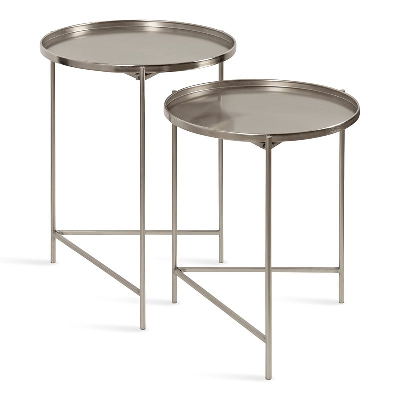 Kate and Laurel Kate and Laurel Ulani Modern Nesting Side Table Set of 2 Silver Sophisticated End Tables for Storage and Display 