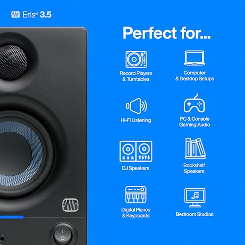 PreSonus Eris 3.5 Studio Monitors, Pair — Powered, Active Monitor Speakers for Near Field Music Production, Desktop Computer, Hi-Fi Audio - Image 3