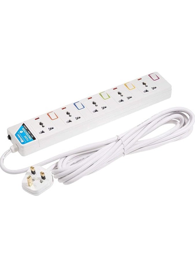 Narken Extension Cord 5 Ways 5 Meter Electric Universal Power Strip Wire 13a Fuse Surge With Separate Single Switch and Indicate Light Max 13a 3250w Ac 250v  - Image 1