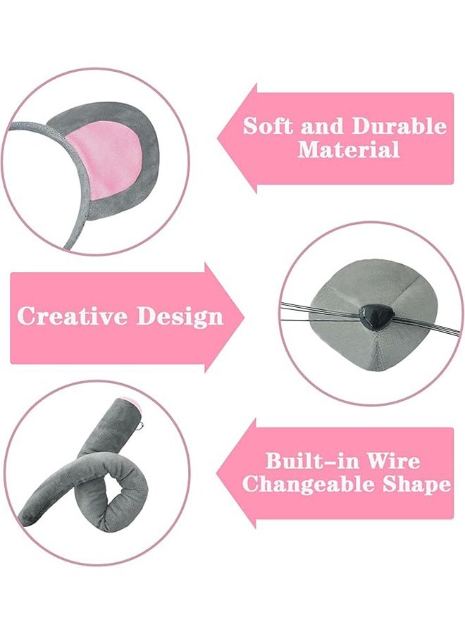 مجموعة أزياء الفأر، آذان الفأر، عصابة رأس، أنف وذيل، ربطة عنق على شكل فيونكة، طقم حيوانات، ملابس تنكرية للحفلات، إكسسوارات، الهالوين، عيد الميلاد، عيد الفصح، ديكورات - Image 3