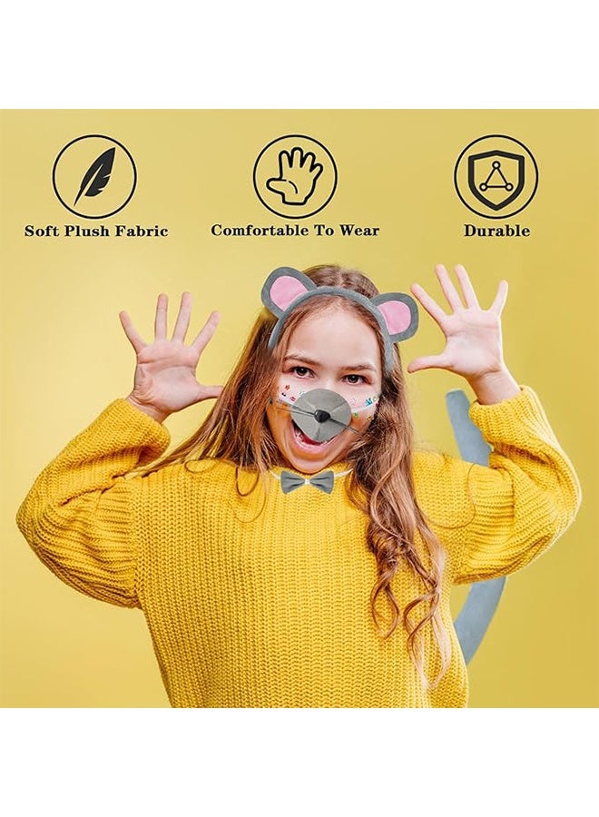 مجموعة أزياء الفأر، آذان الفأر، عصابة رأس، أنف وذيل، ربطة عنق على شكل فيونكة، طقم حيوانات، ملابس تنكرية للحفلات، إكسسوارات، الهالوين، عيد الميلاد، عيد الفصح، ديكورات - Image 4