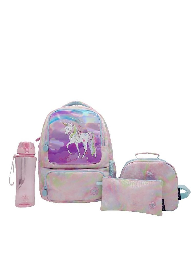 Atrium Unicorn Hologram 4-in-1 Value Set Backpack with Accessory Pink