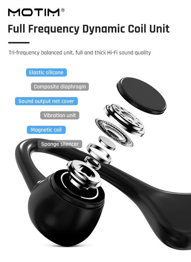 Motim - Open-Ear Bluetooth Neckband Headphones, Bone Conduction Wireless Headphones with Mic, Driver Enhanced Bass, Clear Calls, IPX5 Waterproof Sweatproof Headset, USB-C Fast Charging - Image 1