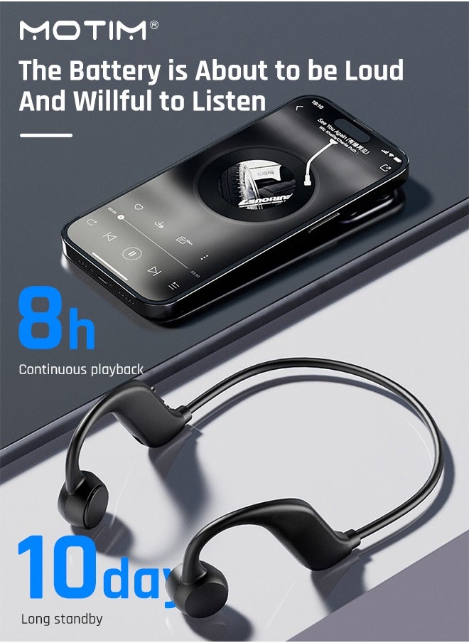 Motim - Open-Ear Bluetooth Neckband Headphones, Bone Conduction Wireless Headphones with Mic, Driver Enhanced Bass, Clear Calls, IPX5 Waterproof Sweatproof Headset, USB-C Fast Charging - Image 1