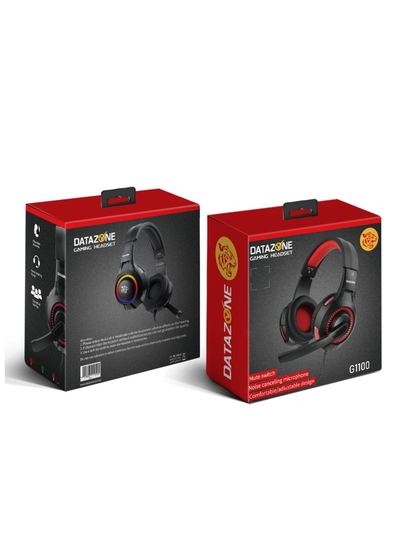 Datazone Wired Gaming Headset in Red Color with Noise Cancelling and High-Precision Surround Sound – Compatible with PS5, PS4, PC, XBOX – Premium Quality Designed for Gaming Enthusiasts - Image 3
