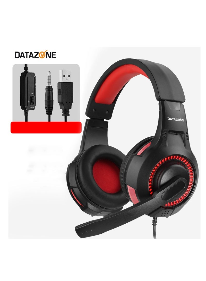 Datazone Wired Gaming Headset in Red Color with Noise Cancelling and High-Precision Surround Sound – Compatible with PS5, PS4, PC, XBOX – Premium Quality Designed for Gaming Enthusiasts - Image 2