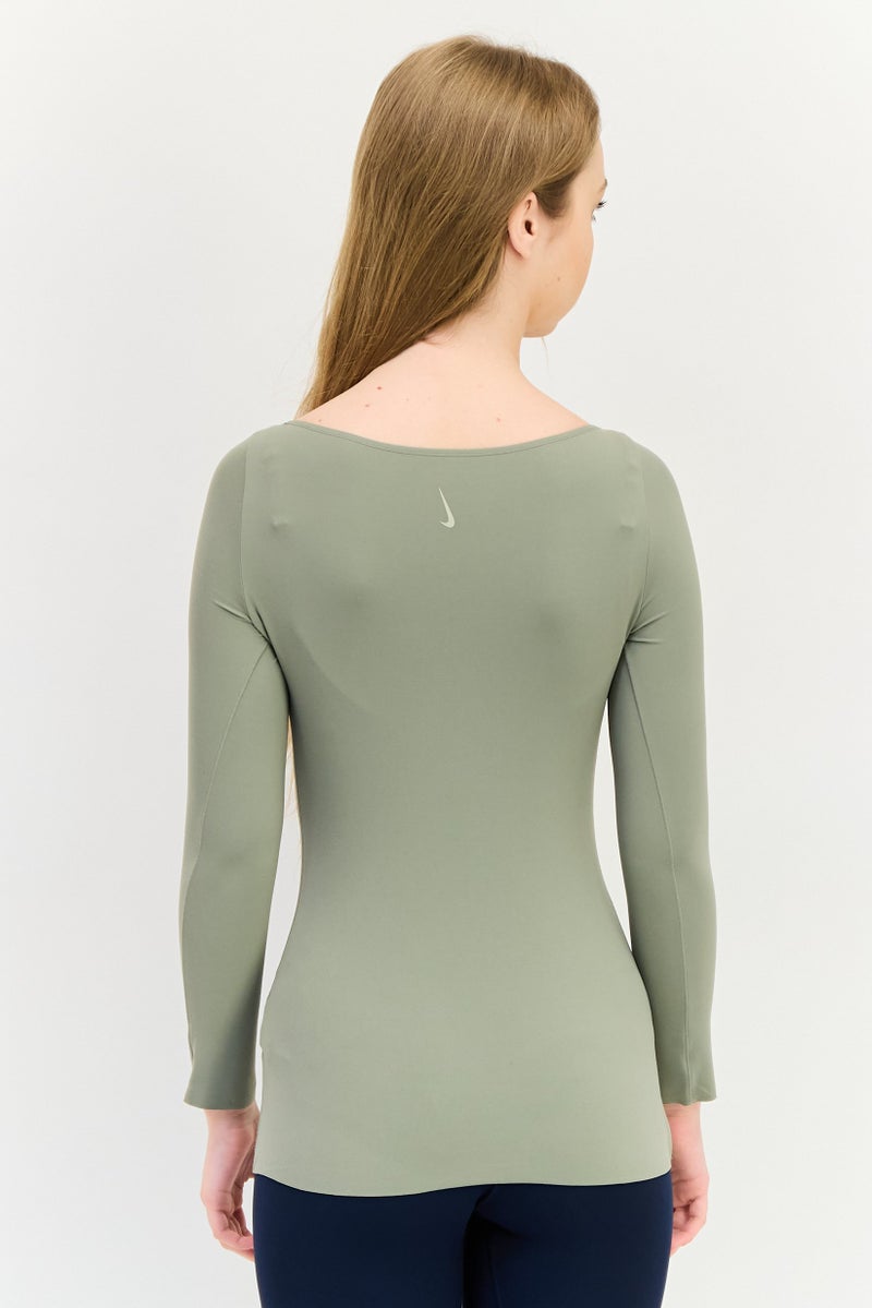 Nike Women Dri Fit Long Sleeve Training T-Shirt, Light Grey - Image 3