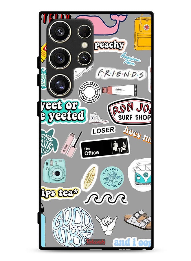 Tolwak Samsung Galaxy S24 Ultra 5G Protective Case Cover Good Vibes Stickers - Image 1