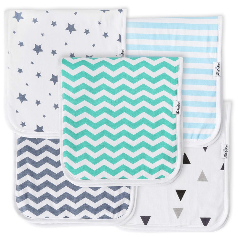 KiddyStar Premium 5-Pack Large Organic Cotton Burp Cloths â€“ 3 Layers, Ultra Soft & Absorbent Burping Towel for Newborn Babies - Image 1