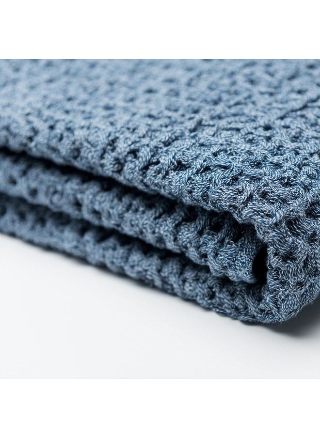 onsen Bath Sheet - Waffle Weave 100% Supima Cotton Towel - Lusciously Soft, Durable, Fast Absorbing Waffle Towel Bath Towel, Denim Blue  - Image 3