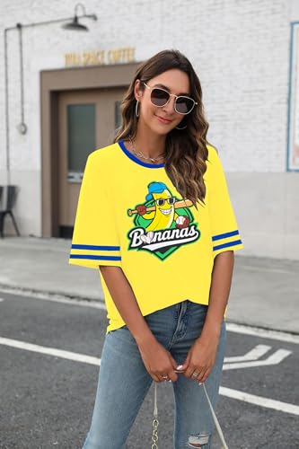 SGYHO Baseball Shirts for Women Oversized Baseball Mom T Shirt Game Day Heart Graphic Tee Top Yellow - Image 4