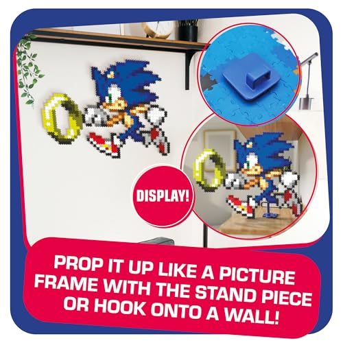 TOMY Jixelz Remix Sonic The Hedgehog Craft Kit - Sonic and Ring - No Heat or Glue Required - Gaming Room Decor and Video Game Collectibles - 1200+ Pieces - Ages 8 Years and Up - Image 5