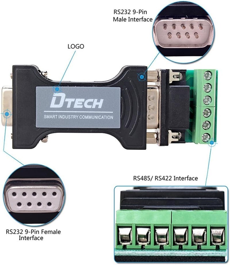 DTECH RS232 to RS485 RS422 Serial Communication Data Converter Adapter Mini-Size - Image 5