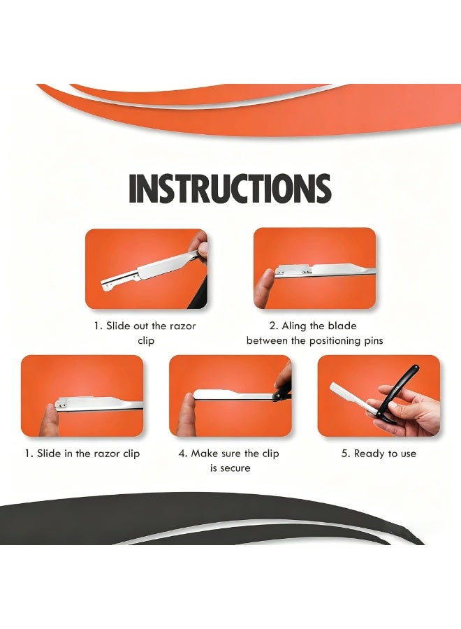 ChicAbode Professional Barber Straight Blade Razor with 10 Blades Men's Manual Shaver Salon Quality Shaver - Image 4