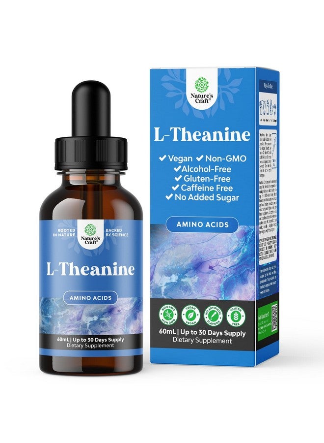 Natures Craft قطرات سائلة من L-Theanine عالية الامتصاص - مكمل نوتروبيك للتركيز مع L Theanine 200 ملغ لكل حصة ومستخلص البابونج - مكمل L Theanine للبالغين والأطفال للاسترخاء والتركيز - 2 أونصة - Image 1