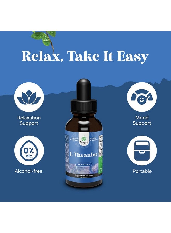 Natures Craft قطرات سائلة من L-Theanine عالية الامتصاص - مكمل نوتروبيك للتركيز مع L Theanine 200 ملغ لكل حصة ومستخلص البابونج - مكمل L Theanine للبالغين والأطفال للاسترخاء والتركيز - 2 أونصة - Image 4