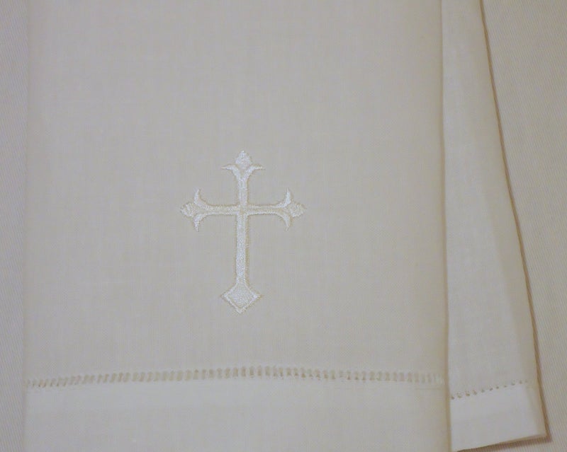 Integrity Designs White Linen Baptism Cloth with White Cross Towel Size Model: - Image 2