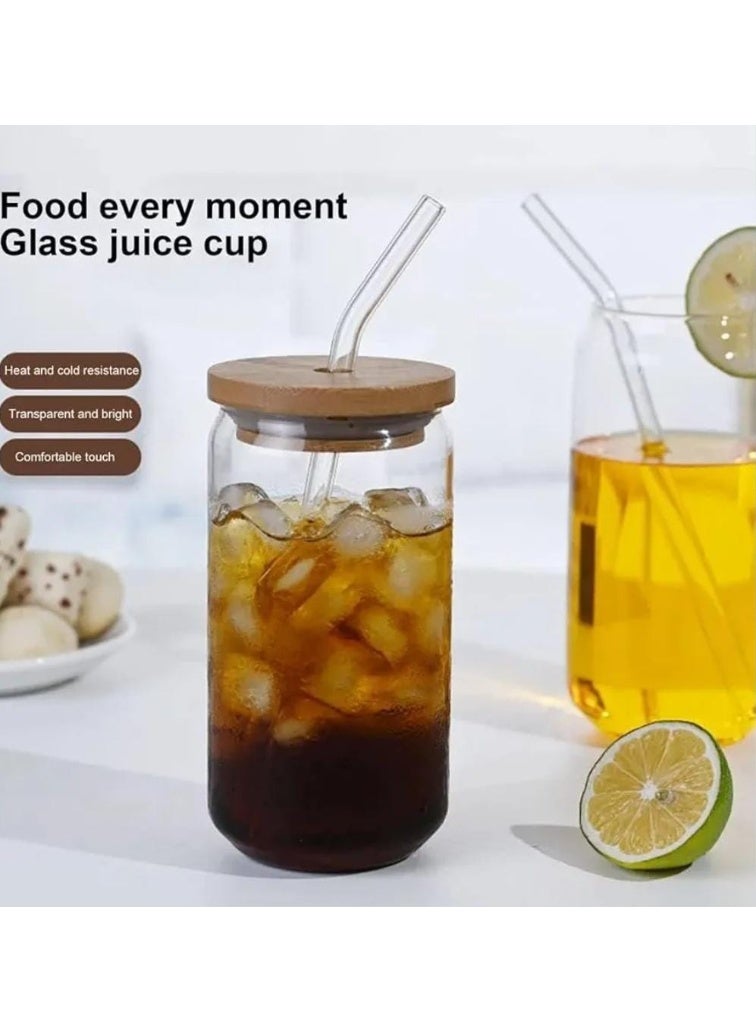 Glass Can Mug– Glass Cup with Lid and Glass Straw – Modern Design for Hot & Cold Drinks - Image 4