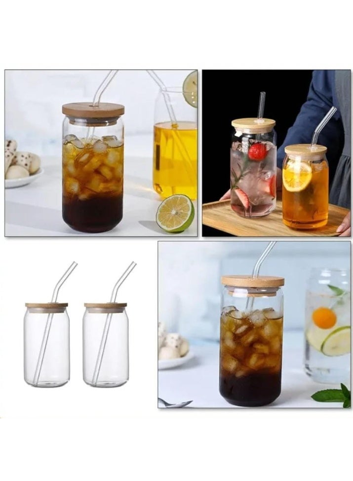 Glass Can Mug– Glass Cup with Lid and Glass Straw – Modern Design for Hot & Cold Drinks - Image 5