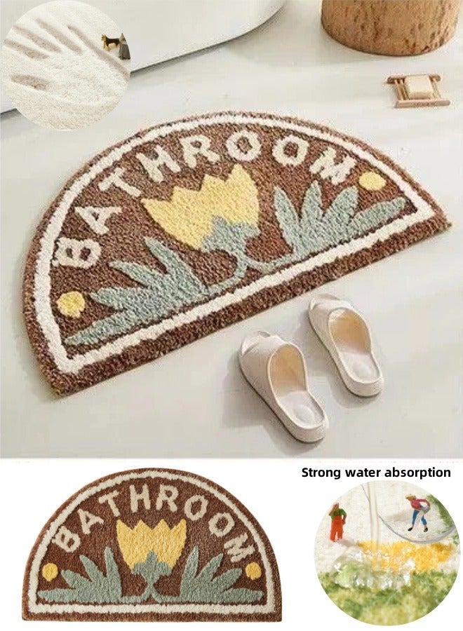أفخم حمام السجاد نصف دائري سوبر لينة ماصة ستوكات حمام السجاد آلة قابل للغسل ، ومكافحة زلق الكلمة الجافة بسرعة حمام حمام حصيرة حمام المطبخ ، المرحاض السجاد حوض الاستحمام قابل للغسل ، 40 * 60 سم - Image 1