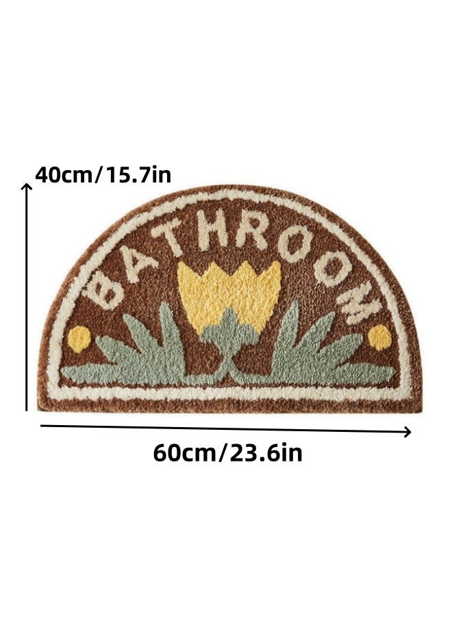 أفخم حمام السجاد نصف دائري سوبر لينة ماصة ستوكات حمام السجاد آلة قابل للغسل ، ومكافحة زلق الكلمة الجافة بسرعة حمام حمام حصيرة حمام المطبخ ، المرحاض السجاد حوض الاستحمام قابل للغسل ، 40 * 60 سم - Image 2