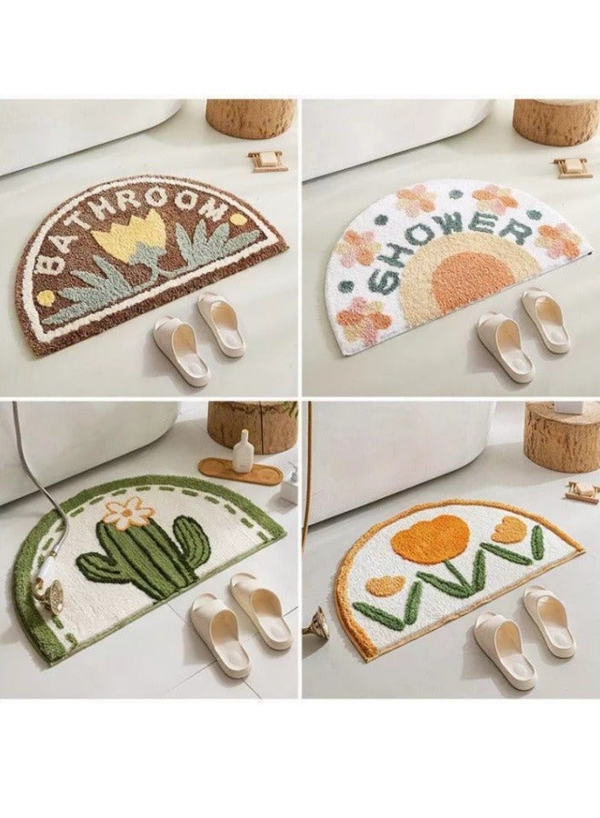 أفخم حمام السجاد نصف دائري سوبر لينة ماصة ستوكات حمام السجاد آلة قابل للغسل ، ومكافحة زلق الكلمة الجافة بسرعة حمام حمام حصيرة حمام المطبخ ، المرحاض السجاد حوض الاستحمام قابل للغسل ، 40 * 60 سم - Image 4