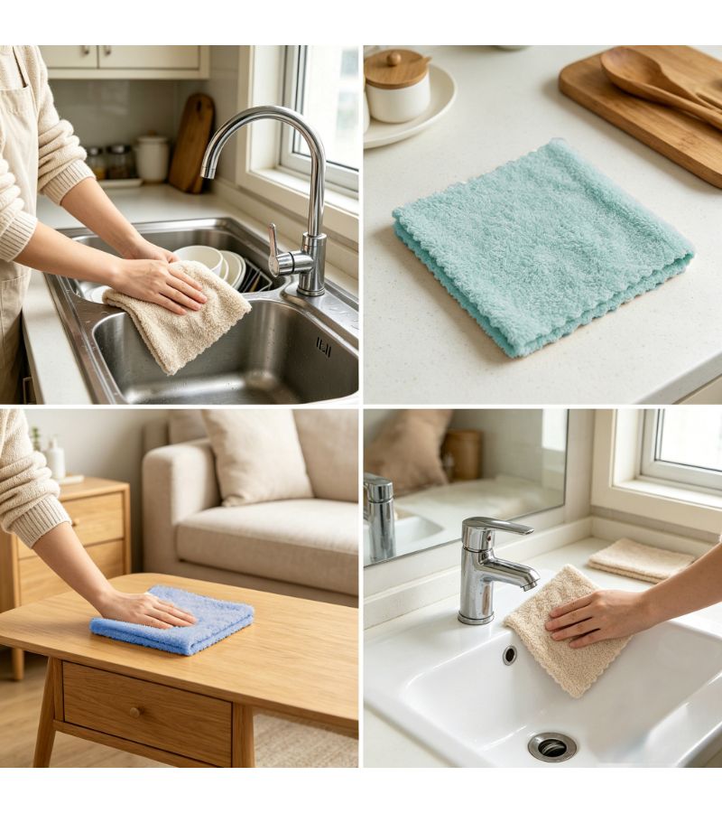 6pcs Pack Soft Coral Cleaning Towels Reusable Absorbent Multi Purpose Cloth - Image 4