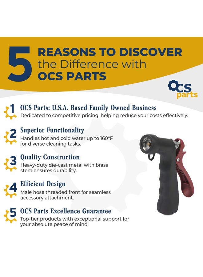 OCSParts Industrial Nozzle - Heavy-Duty Hot or Cold Water Hose Nozzle, Enhanced Comfort & Durability - Image 2