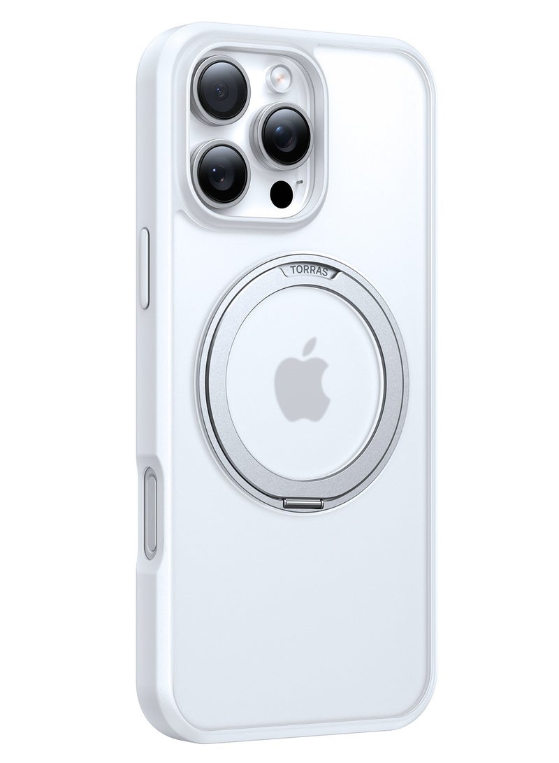 TORRAS Upgraded 360°Rotatable Magnetic Ring for iPhone 16 Pro Max Case, Fit for MagSafe with Stand & Ring Holder, 16FT Mil-Grade Shockproof Translucent for iPhone 16 Pro Max Phone Case Ostand, White white - Image 3
