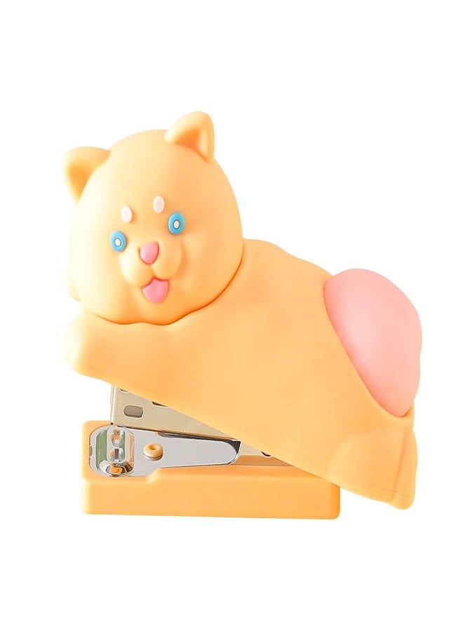 Honagu Cute Stapler, Cartoon Stereoscopic Silicone Stapler, Desktop Stationery Gift for Students Teachers,The First Day of School Gift (Yellow Cat) - Image 1