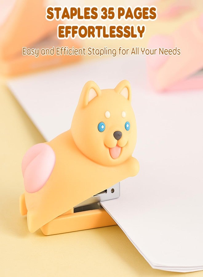 Honagu Cute Stapler, Cartoon Stereoscopic Silicone Stapler, Desktop Stationery Gift for Students Teachers,The First Day of School Gift (Yellow Cat) - Image 3
