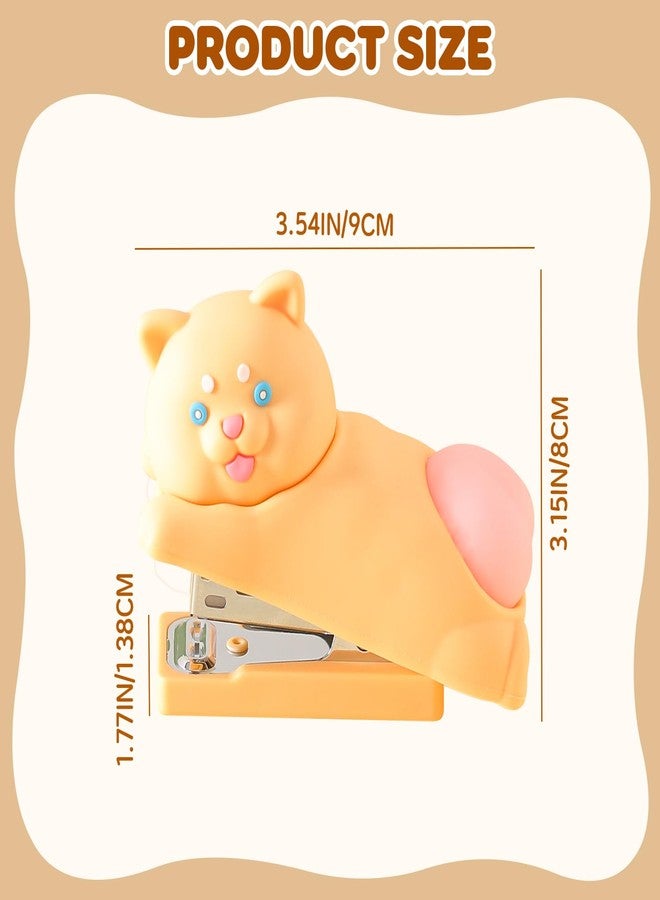 Honagu Cute Stapler, Cartoon Stereoscopic Silicone Stapler, Desktop Stationery Gift for Students Teachers,The First Day of School Gift (Yellow Cat) - Image 2