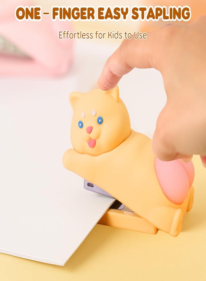 Honagu Cute Stapler, Cartoon Stereoscopic Silicone Stapler, Desktop Stationery Gift for Students Teachers,The First Day of School Gift (Yellow Cat) - Image 4