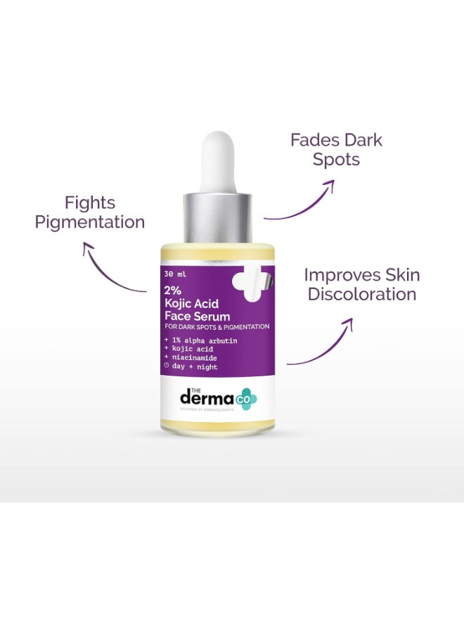 THE derma Co The Derma Co 2% Kojic Acid Face Serum With 1% Alpha Arbutin & Niacinamide For Dark Spots & Pigmentation, 30ml  - Image 2
