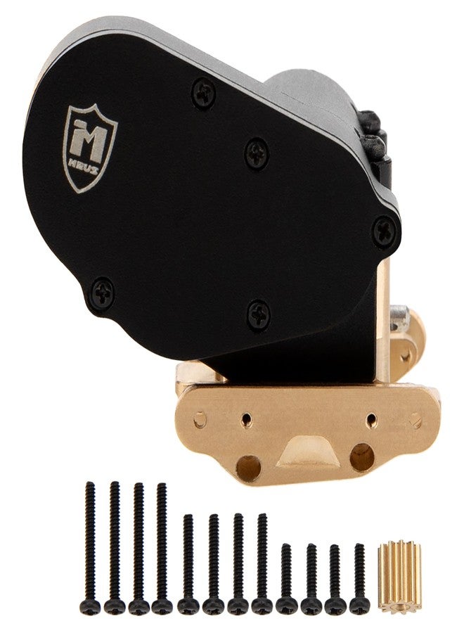 MEUS RACING SCX30 Transmission Assembled Gearbox with Brass Skid Plate for Axial SCX30 1/30 RC Crawler (Black) - Image 1