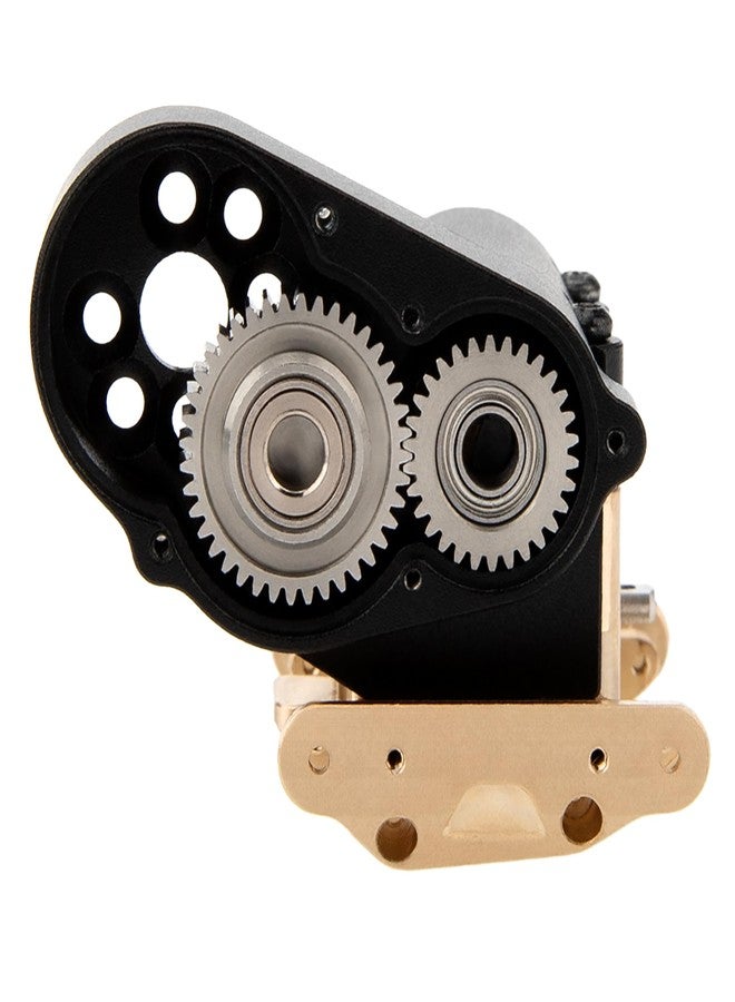 MEUS RACING SCX30 Transmission Assembled Gearbox with Brass Skid Plate for Axial SCX30 1/30 RC Crawler (Black) - Image 2