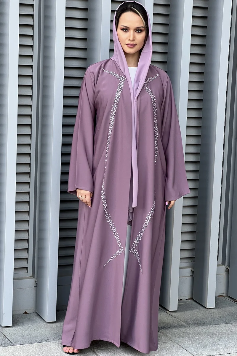 Moistreet  Embroidered Open Front Abaya for Women | Best Price UAE