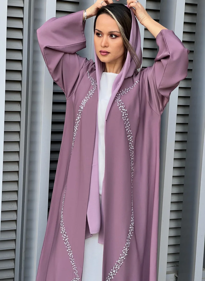 Moistreet  Embroidered Open Front Abaya for Women | Best Price UAE