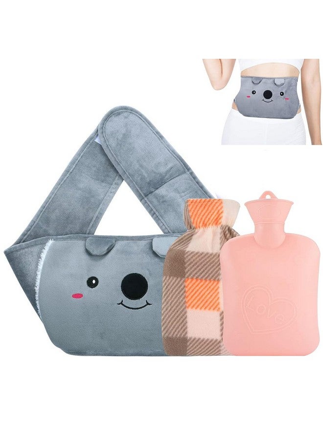 Hannea حقيبة ماء ساخن HANNEA® مع غطاء فخم وحزام لف الخصر قابلة لإعادة التعبئة حقيبة ماء ساخن مضادة للتسرب PVC لتخفيف آلام الدورة الشهرية، تخفيف التقلصات، آلام الظهر - Image 1