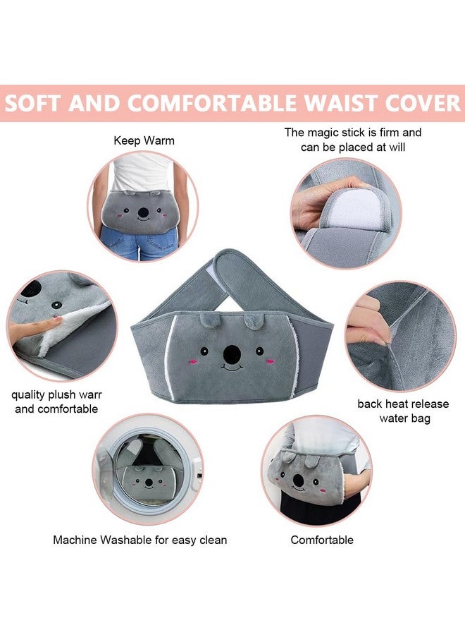 Hannea حقيبة ماء ساخن HANNEA® مع غطاء فخم وحزام لف الخصر قابلة لإعادة التعبئة حقيبة ماء ساخن مضادة للتسرب PVC لتخفيف آلام الدورة الشهرية، تخفيف التقلصات، آلام الظهر - Image 3
