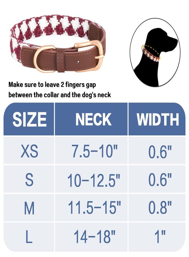 Bolux Leather Cute Dog Collar, Adjustable Soft Paded Cute Dog Collar for Small Medium Large Dogs, Classic Breathable Pet Collar with Checkered Pattern, Fashion Puppy Collars for Walking Running - Image 3