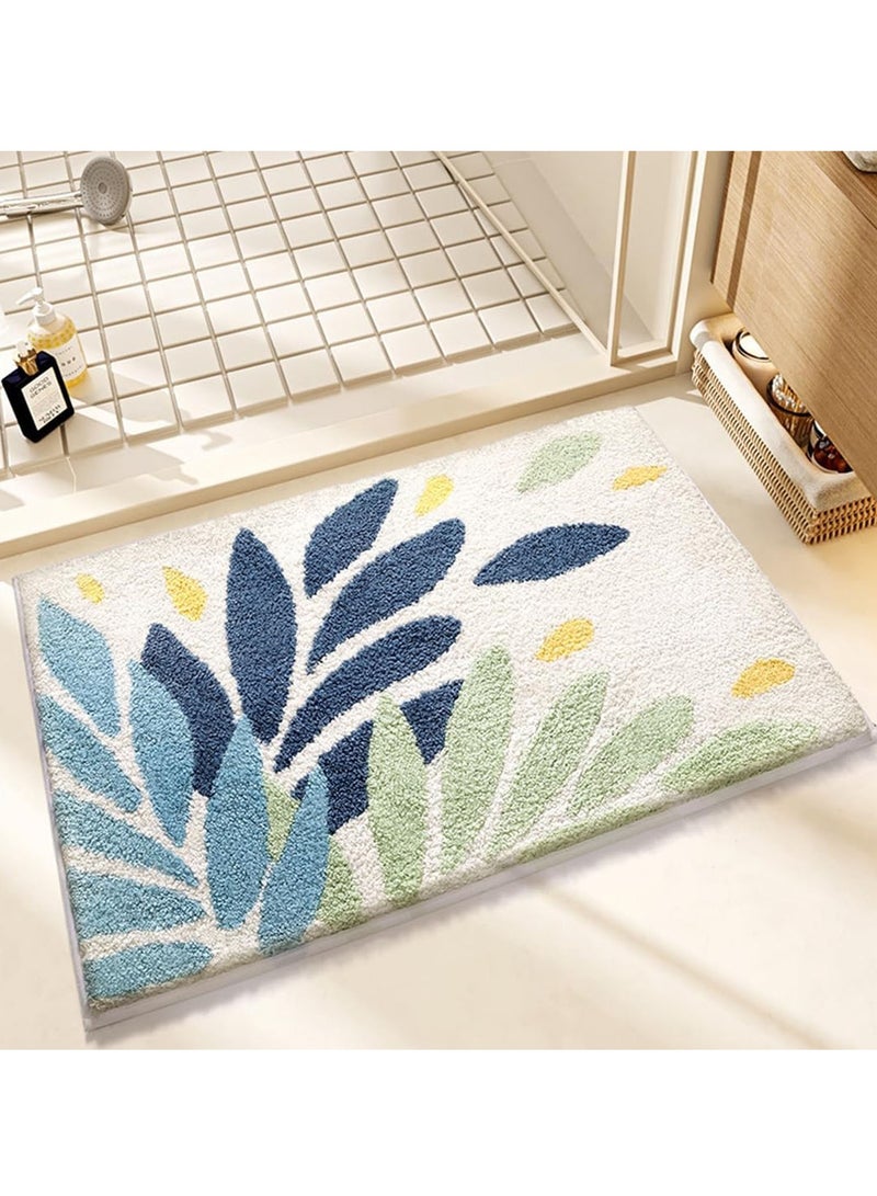 TYCOM Bathroom Rugs Bath Mat 40 By 60 CM Non Slip Fluffy Soft Plush Microfiber Shower Carpet Rug Machine Washable Quick Dry Ultra Bath Mats for Tub Bathroom and Shower Leave. - Image 1