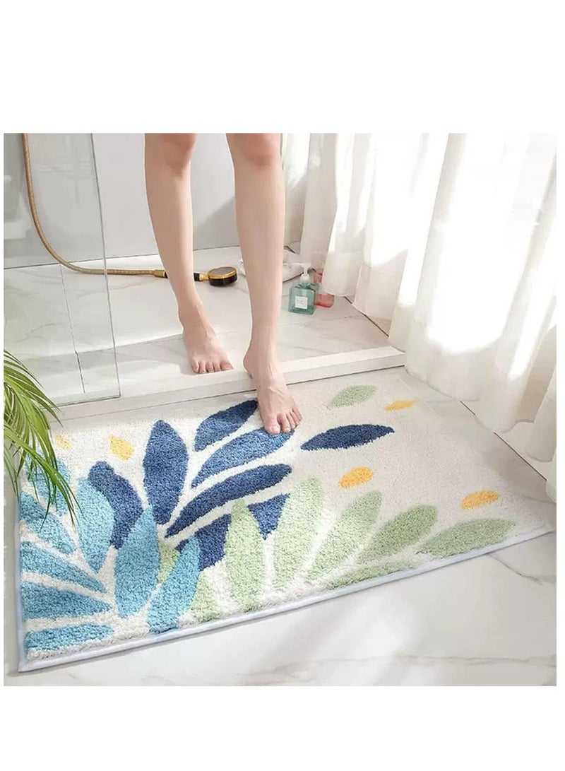 TYCOM Bathroom Rugs Bath Mat 40 By 60 CM Non Slip Fluffy Soft Plush Microfiber Shower Carpet Rug Machine Washable Quick Dry Ultra Bath Mats for Tub Bathroom and Shower Leave. - Image 4